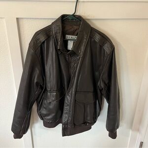 Vintage LL Bean Men's XL Goatskin Leather Bomber Coat
